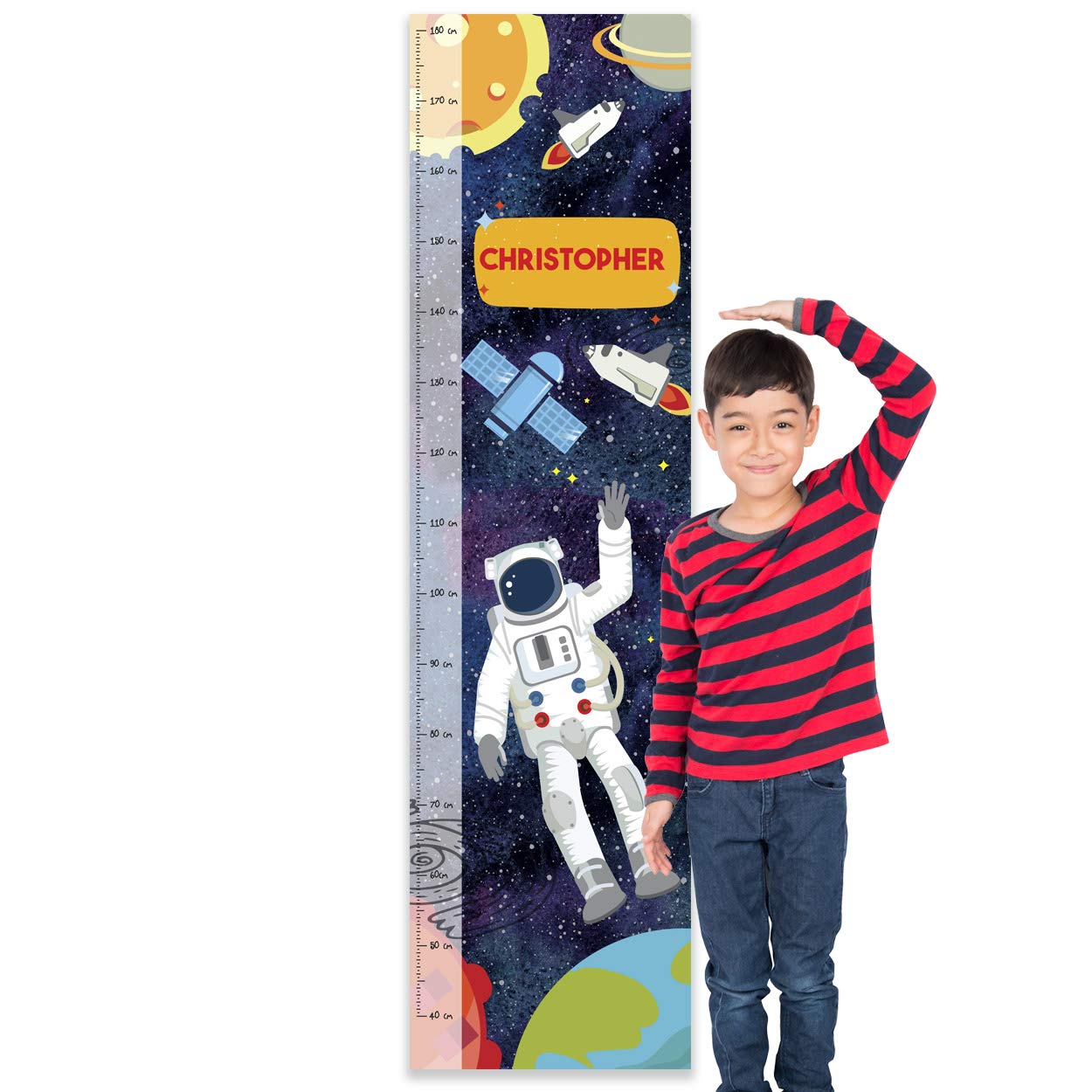 Paper Themes Personalised Childrens Height Chart for Kids Nursery Wall, or Bedroom - Space — image 1