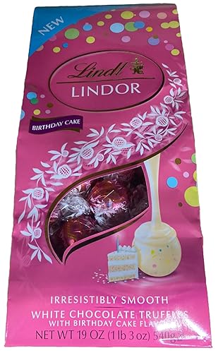Vista 32 de Lindt LINDOR Trufas de caramelo de chocolate blanco, chocolate blanco con centro de trufa suave y derretida, bolsa de 5.1 onzas