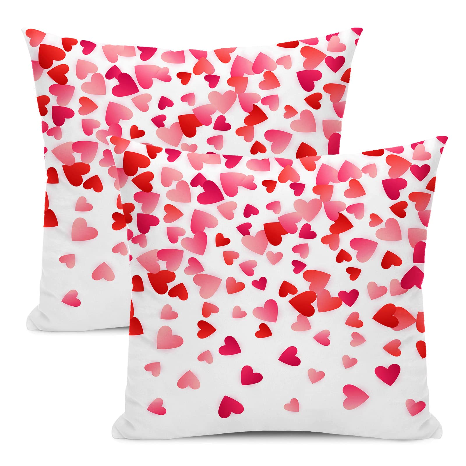 Cozy Set Of 2 Valentine's Day Heart Pillow Covers – Linen 18x18 Inch For Sofa, Bed & Home Decor