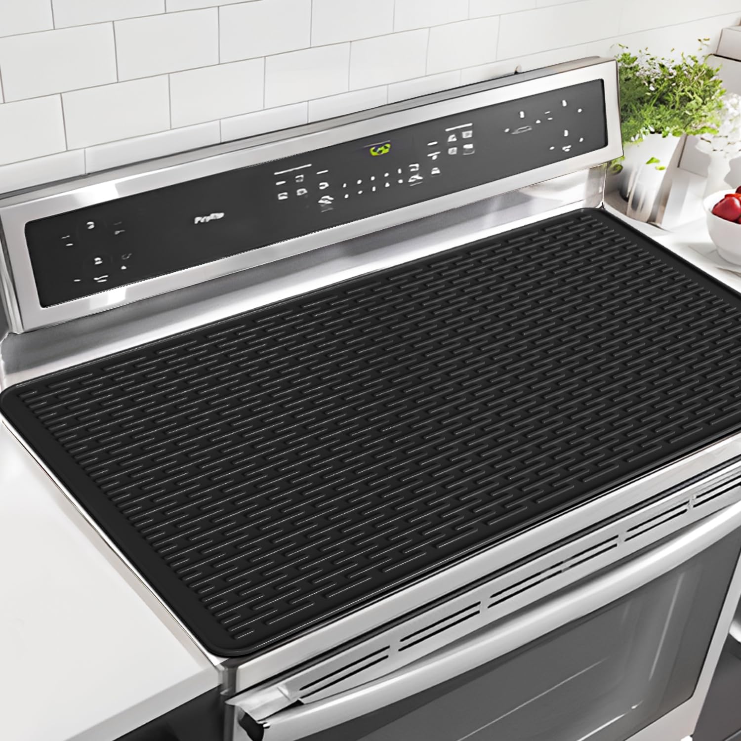 LOPNUR Electric Stove Cover for Stove Top, 36"x20.5" Silicone Stove Mat for Glass Top Stove Cover Protector, Heat Resistant Induction Cooktop Protector, Non-Slip Kitchen Glass Cooktop Protector, Black 36"L x 20.5"W Black