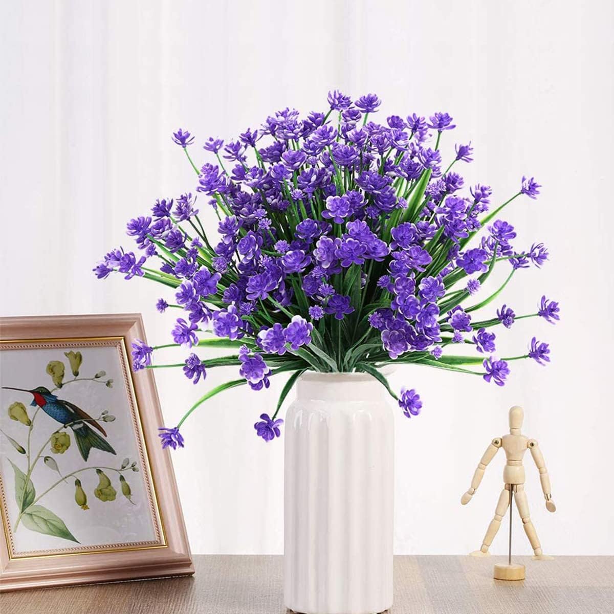 12Pcs Artificial Flowers Outdoor Decorations,Greenery Shrubs Plants Artificial Plastic Flowers UV Resistant No Fade Fake Flowers Indoor Outside Hanging Plants Home Garden Porch Decor (Purple)