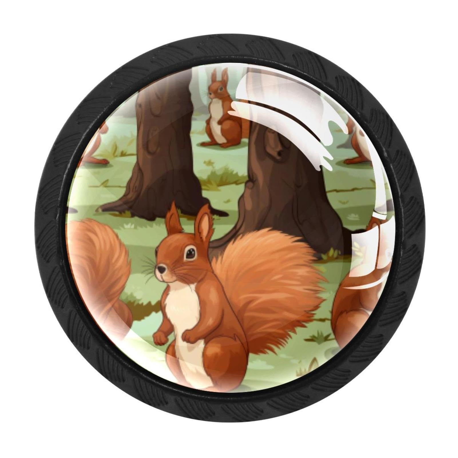 Chenzzzz Multicolored 08 4 Pieces Round Cabinet Knobs Squirrel Dresser Knobs Pulls Handles With Screws For Drawer Pulls Handles Knobs Door Knobs