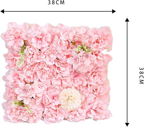 Miniatura 7 de BDBD Paneles de pared de flores artificiales, 4 piezas, tapete decorativo de pared de flores sintéticas de 15 x 15 pulgadas, paneles florales de