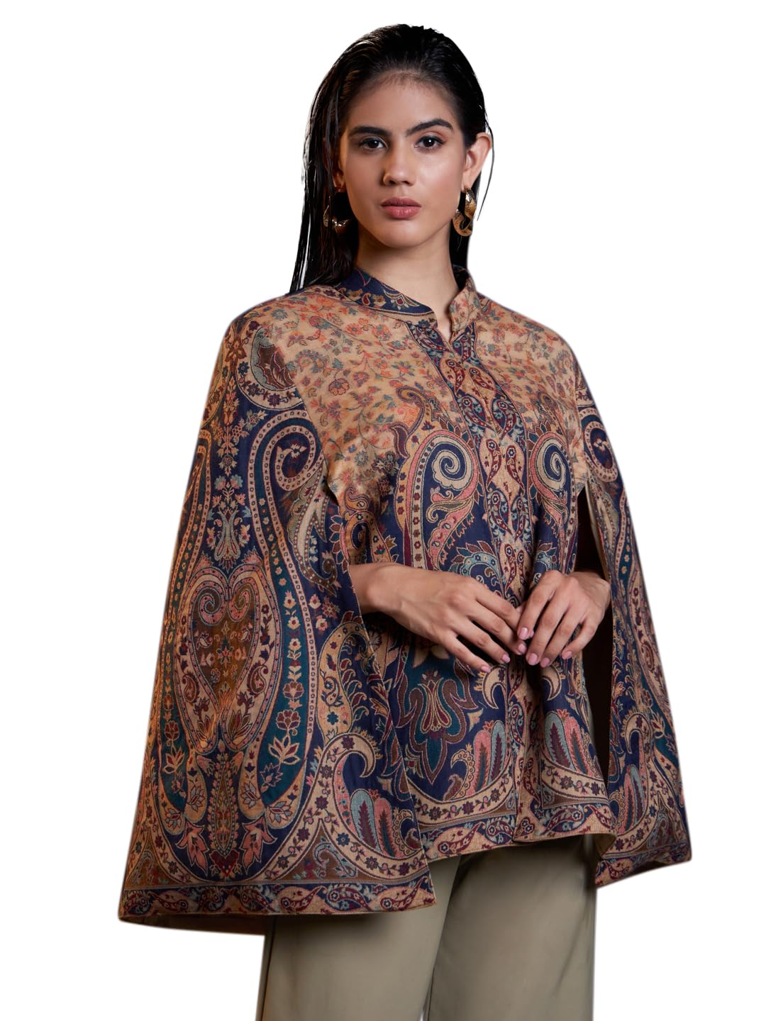 Women's Woven Royal Luxury Cape Jacket (Medium-Large)-image-45