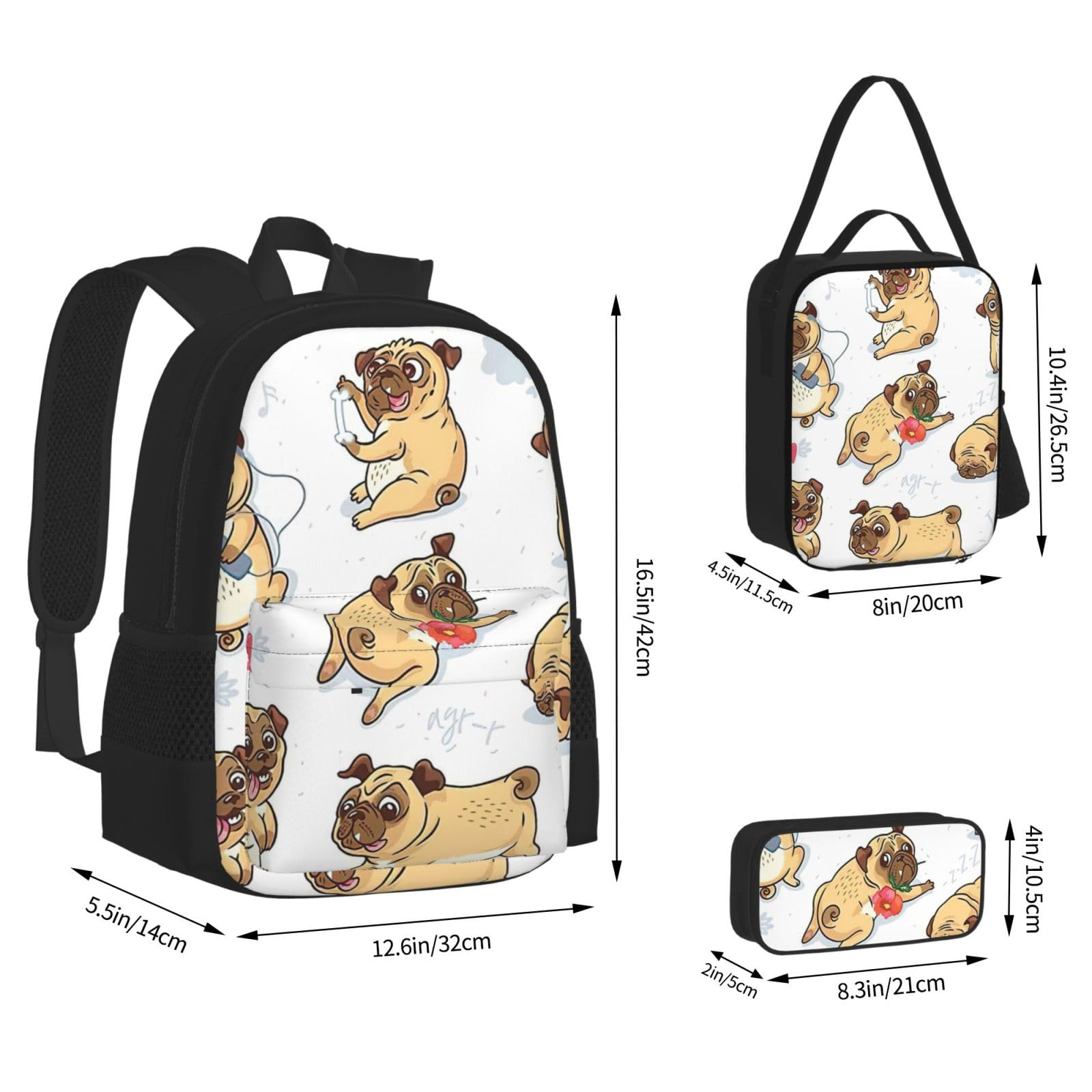 Zaino, borsa portapranzo, astuccio, set da 3 pezzi, per lavoro e