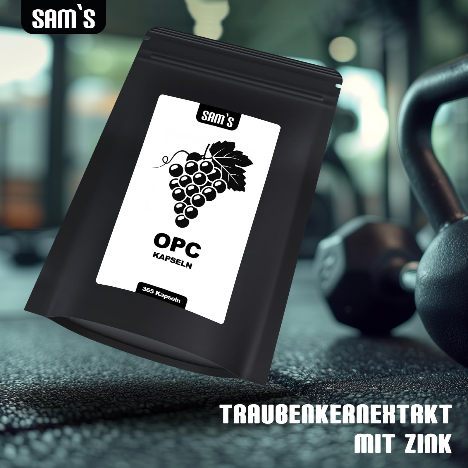 Opc Traubenkernextrakt hochdosiert - 365 hochdosiert Kapseln für ein ganzes Jahr mit 1340 mg Traubenkernextrakt je Tagesdosis und 10 mg Zinkcitrat - vegan - SAM'S