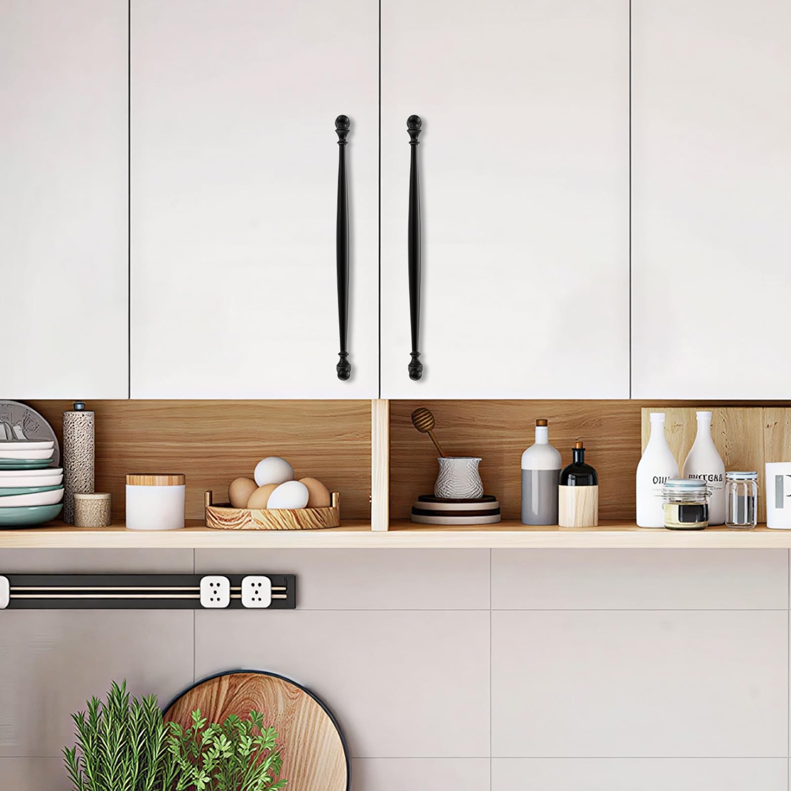 Confezione da 6 maniglie nere da 254 mm, per armadietti da cucina, armadietti, cassetti, credenze, credenze