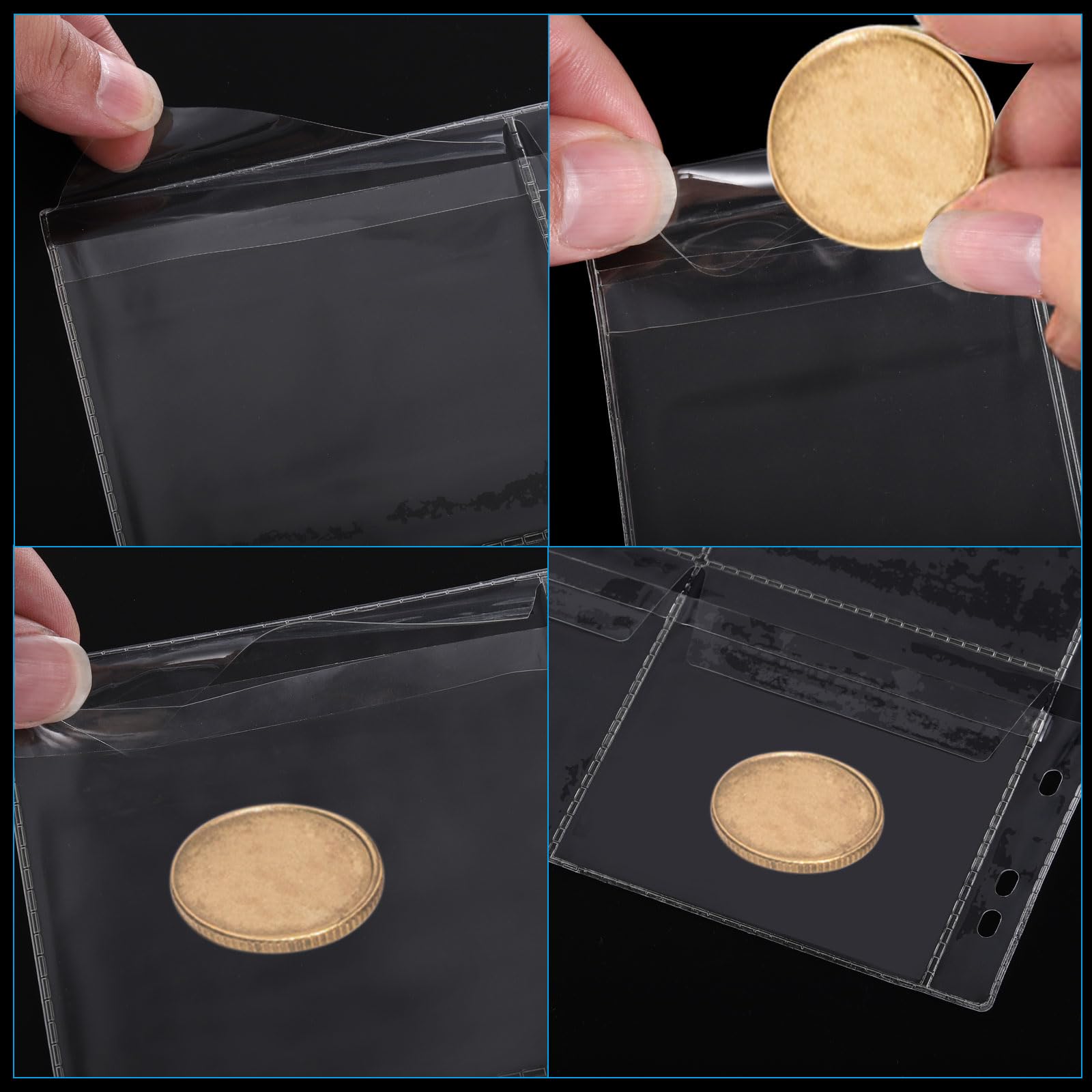 Amazon.co.jp: PATIKIL 6ポケット コイン収集ページ 5枚コインバインダーインサートスリーブ 9穴コインホルダー付き コインブックアルバム用  クリア : 文房具・オフィス用品