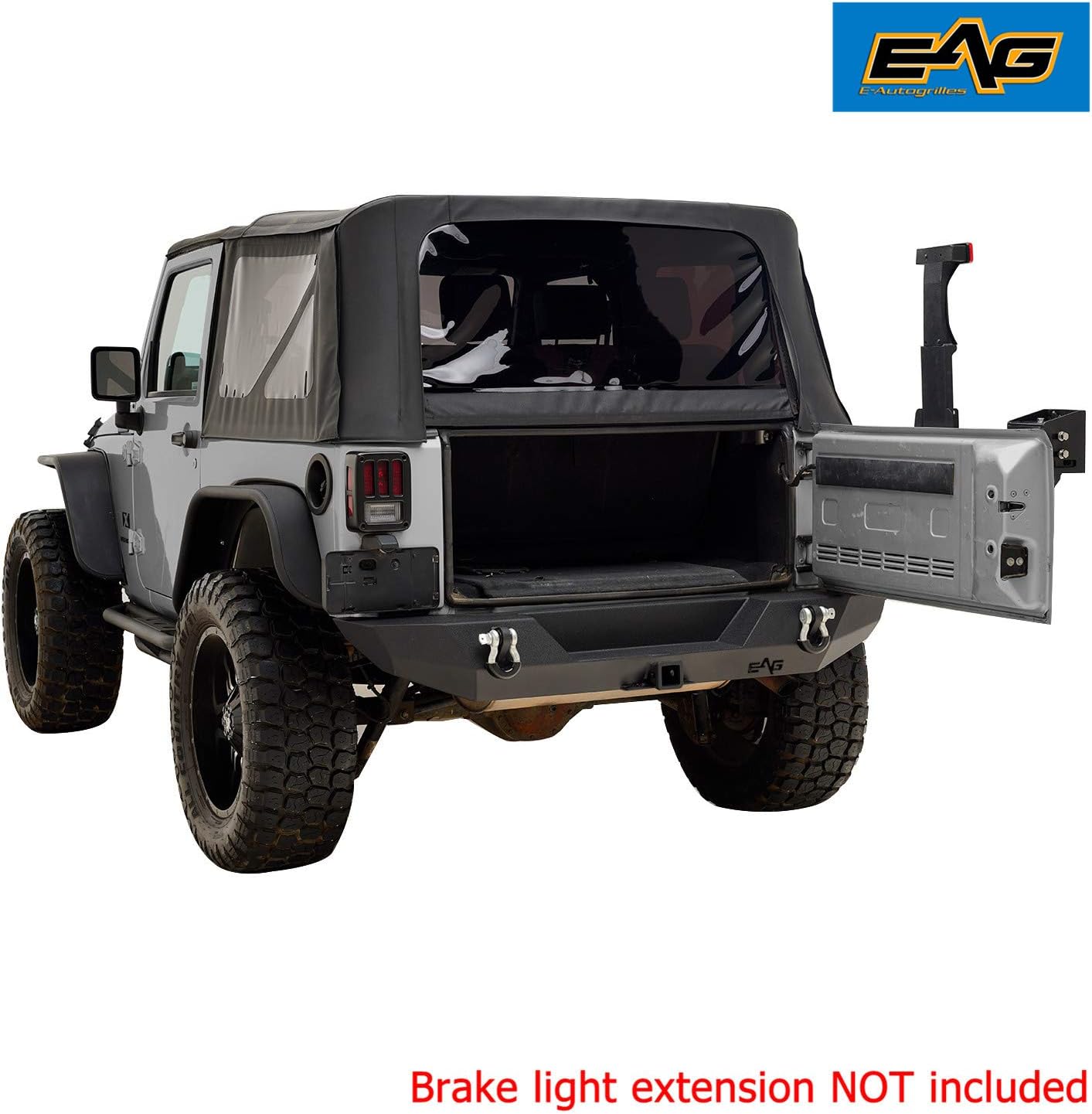 EAG Rear Bumper with Tire Carrier Linkage 2" Hitch Receiver Offroad Fit for 2007-2018 Wrangler JK