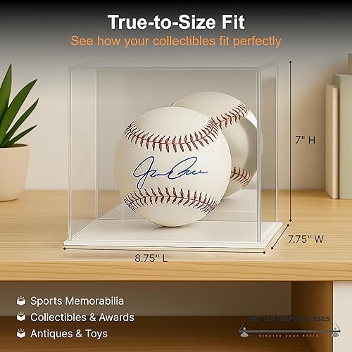 Vista 533 de Better Display Cases Versátil vitrina de acrílico transparente - Caja rectangular grande con base blanca 18" x 12" x 3" (BK09)