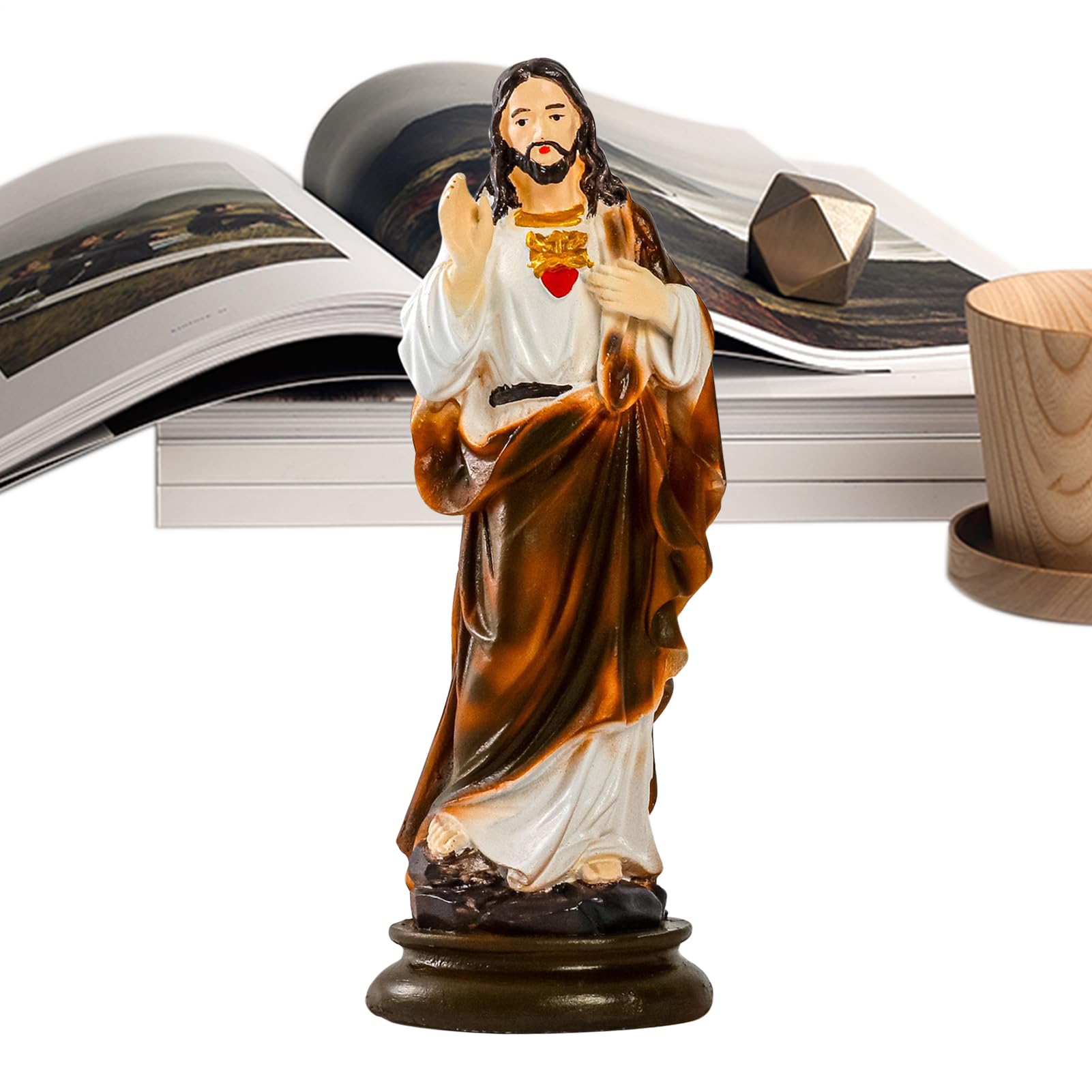 Statue chrétienne de Jésus pour table basse de salon et étagère de bibliothèque