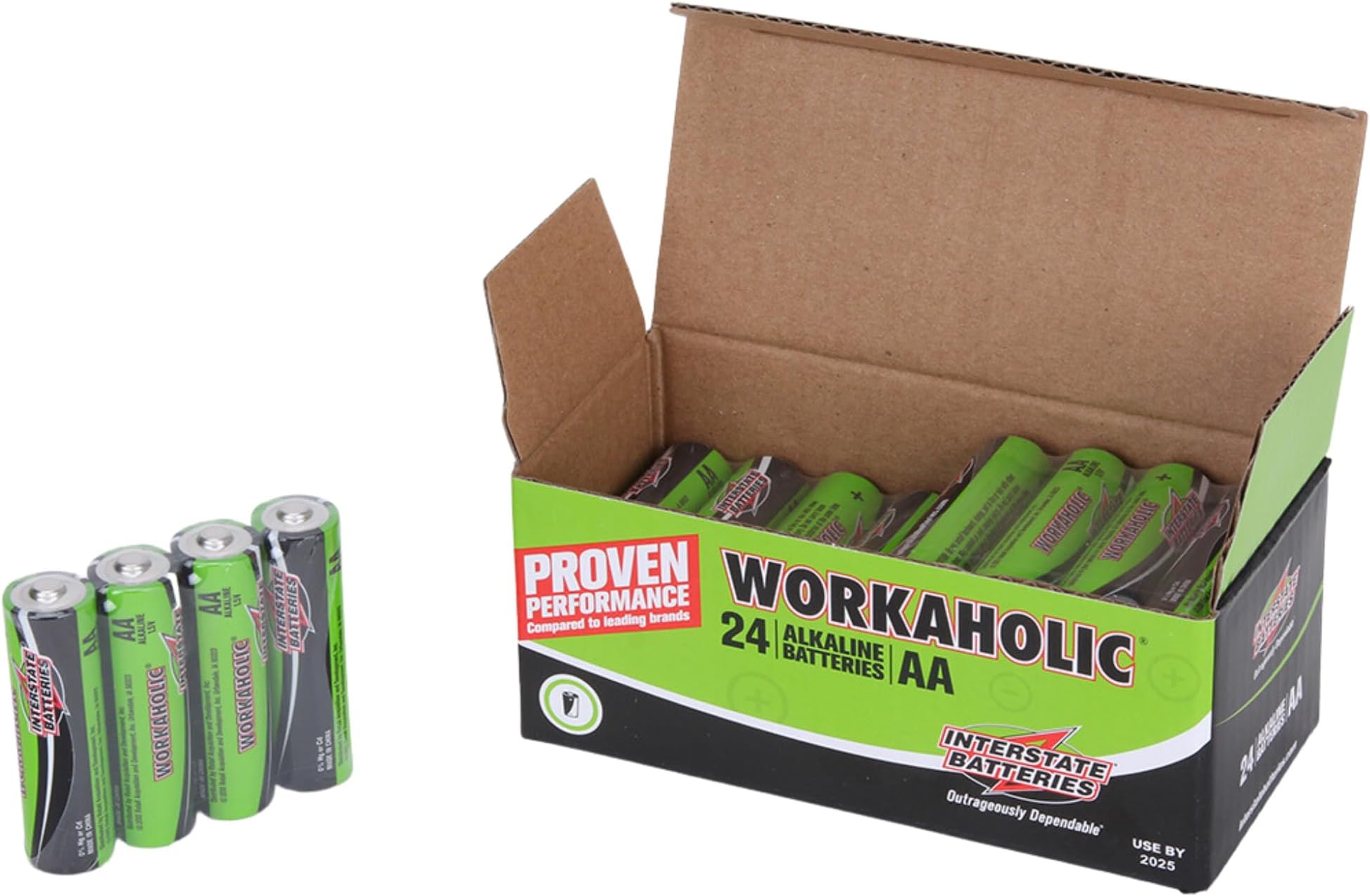 Interstate Batteries AA Alkaline Battery (24 Pack) All-Purpose 1.5V High Performance Batteries - Workaholic (DRY0070)