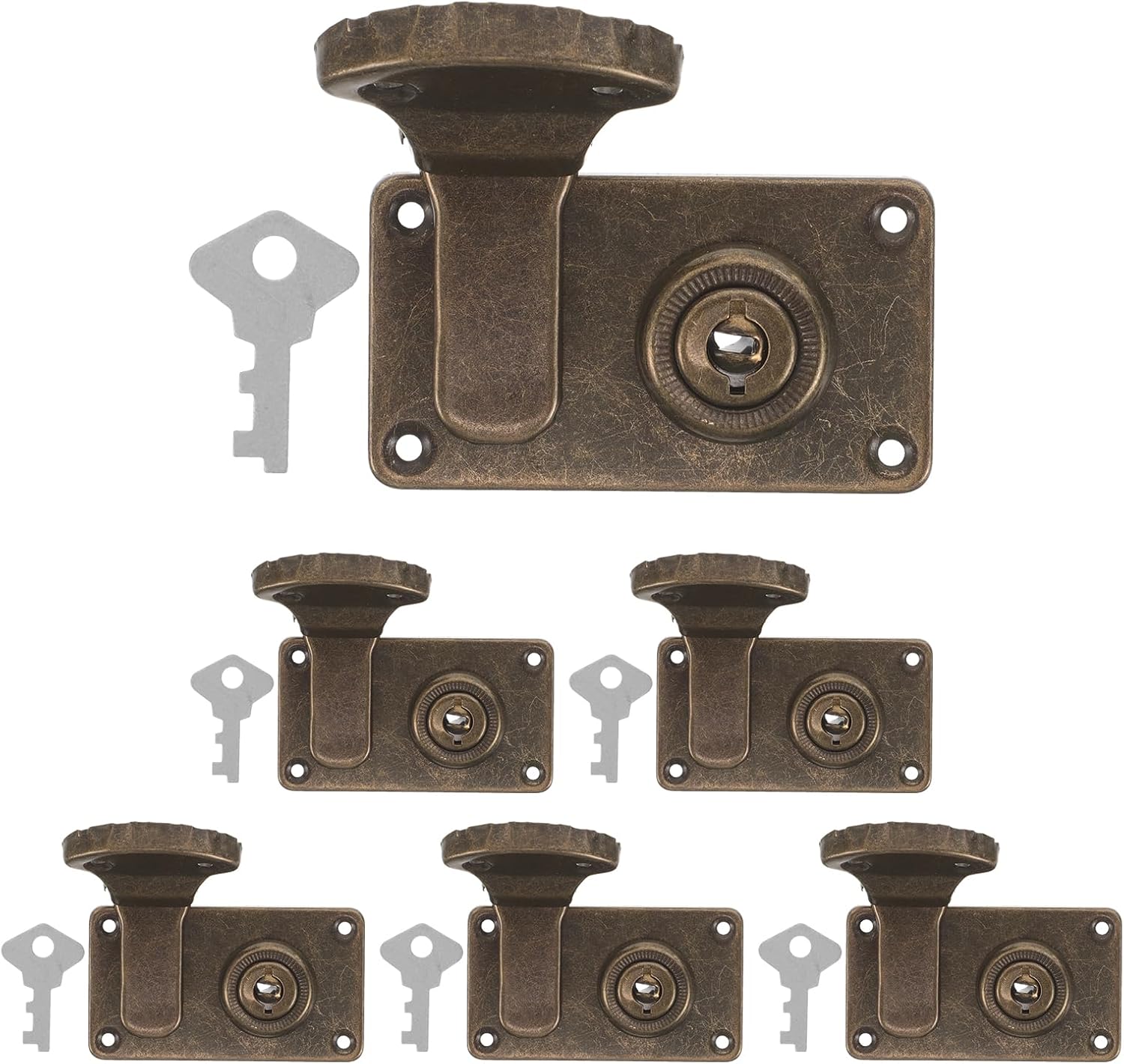 BESPORTBLE 6pcs Vintage Luggage Lock Set with Left-Right Hasp Closure, Antique Bronze Small Suitcase Locks for Travel Bags and Wooden Chest Hardware Accessories