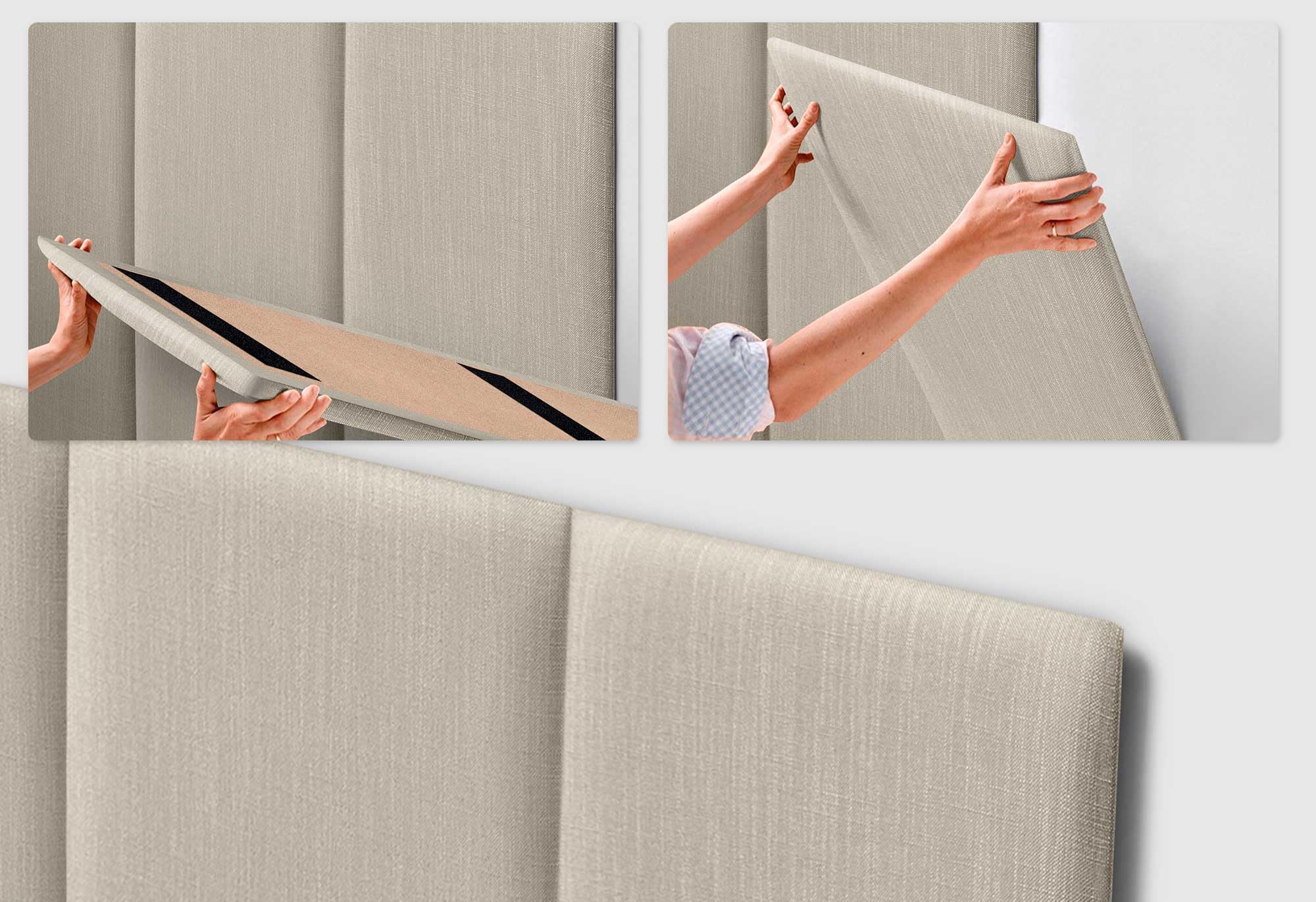 DHOME Testiera Imbottita in Lino Naturale Liscio Antimacchia Design Modulabile Verticale Autoadesivo Testata Letto Camera da Letto Imbottita (Beige, 180cm, Altezza 135cm, x4)