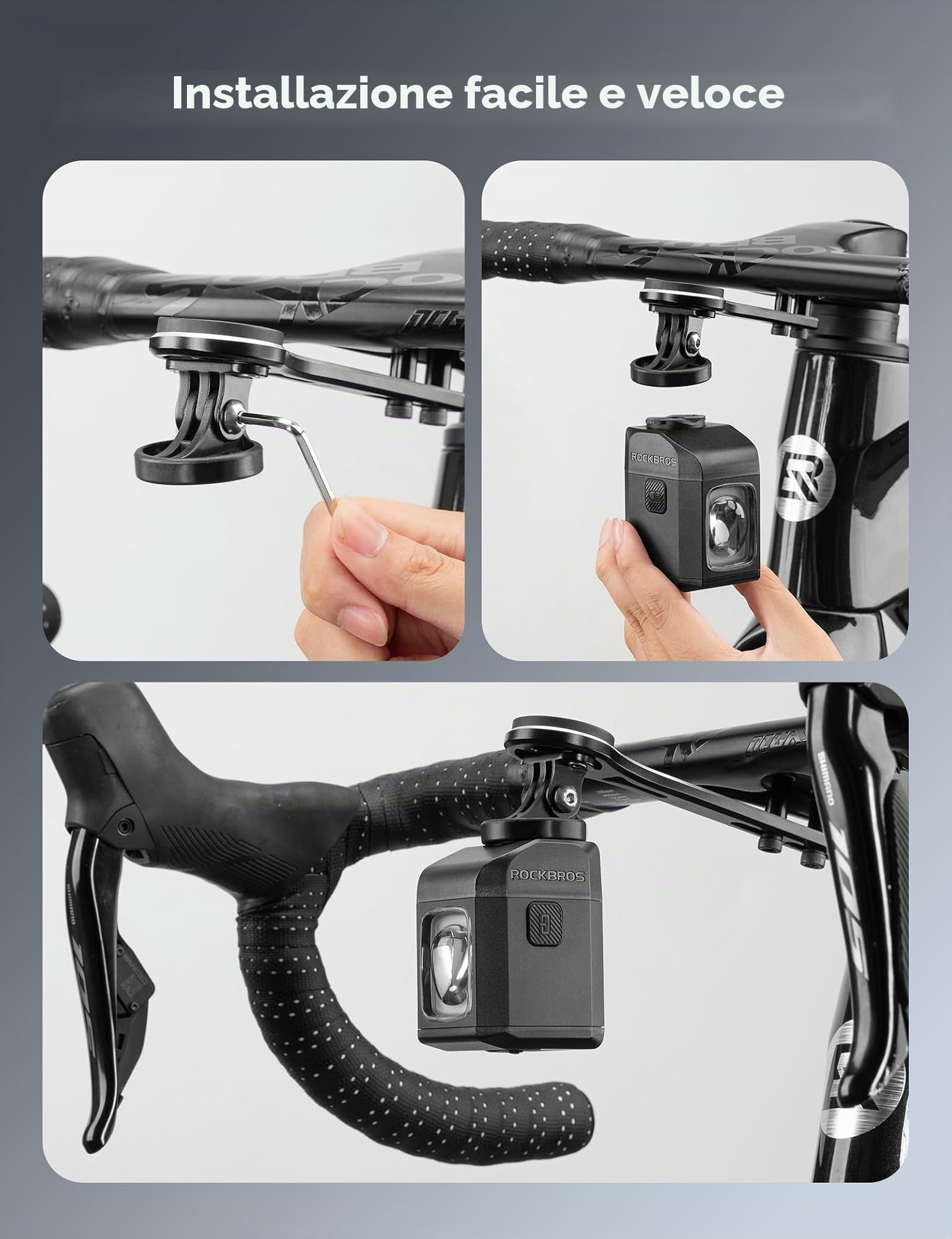ROCKBROS Luce Anteriore Bici Luce Bicicletta 1600 Lumens modalità di Illuminazione Multiple con Telecomando, Impermeabile IPX6, USB Ricaricabile 4000mAh, per Bici da Corsa MTB Ciclismo