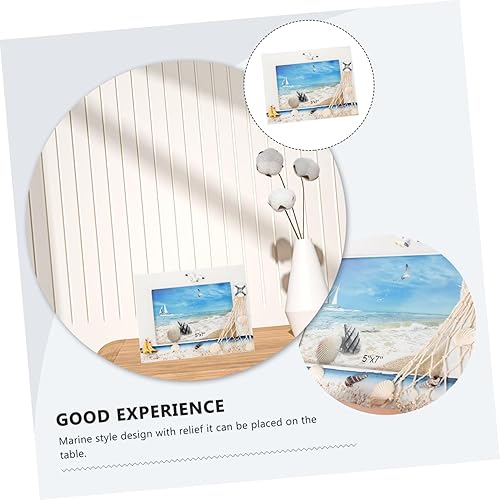Miniatura 8 de VOSAREA 4 Pcs Photo Frame Ocean Themed Picture Frames Beach Themed Decoration Decoraciones Para Salas De Casa Beach Picture Frames Collage Picture