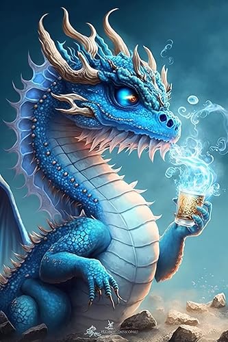 Miniatura 9 de Kits de pintura de diamantes para adultos, dragón y luna, taladro completo, redondo, diamantes de imitación, arte para decoración de pared del