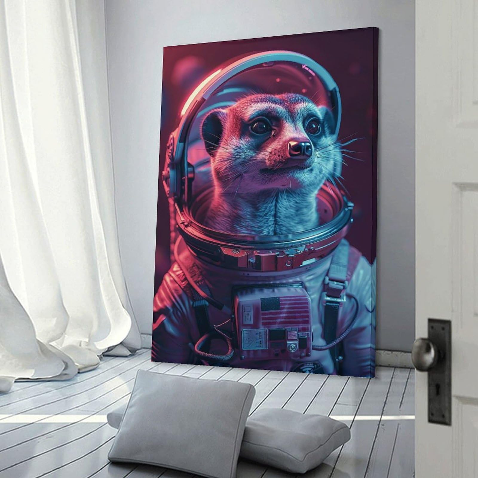 Junmoney Meerkat Hanging Wall Art 24x36inch(60x90cm), for Small Homes, Bedrooms Or Open Spaces, Decorative Canvas Decor for Home Updates