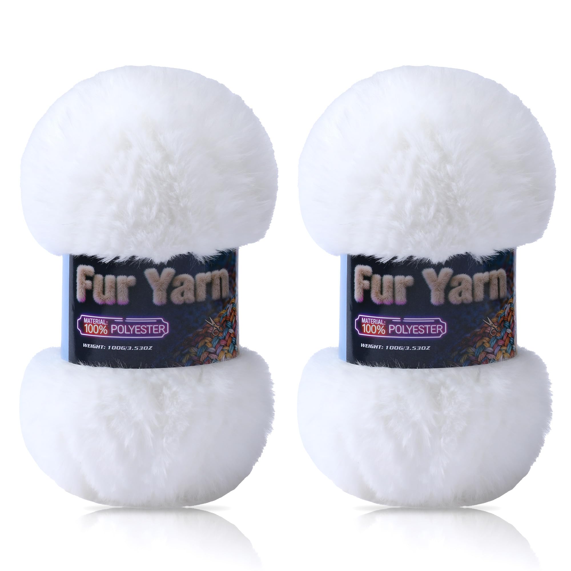 Faux Fur Yarn Soft Fluffy for Crocheting - 2 Skeins(Each 3.5oz/100g, 71yd/65m) - Chunky & Fluffy Yarn for Crochet Amigurumi, Blankets, Hand Knitting, Scarves &Crafts (2, Beige) — view 24