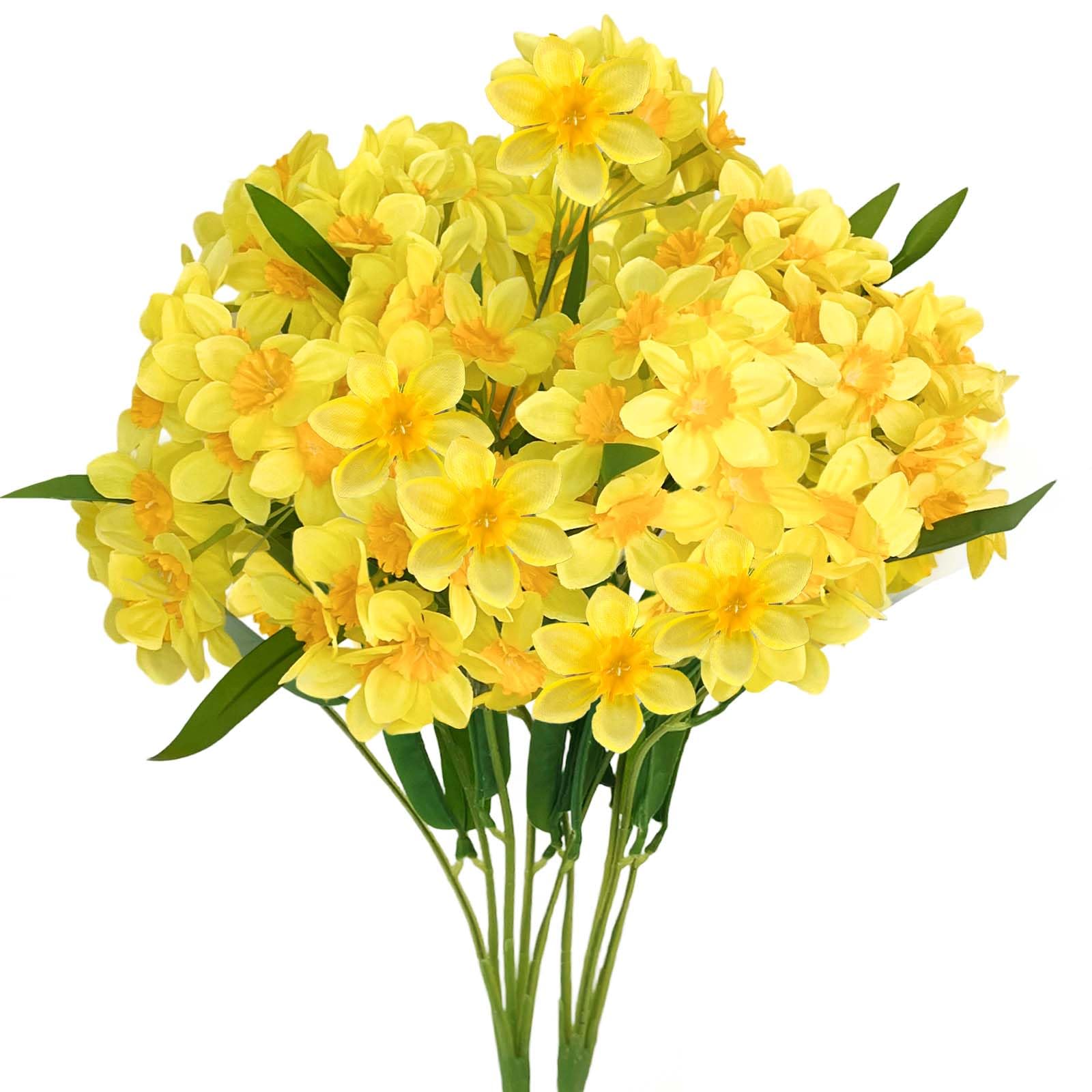 SNAIL GARDEN 2 Bunches 120 Blooms Artificial Daffodils, 48cm Silk Narcissus,Faux Daffodils for Home Garden Office Wedding Party Decor, DIY Flower Arrangements