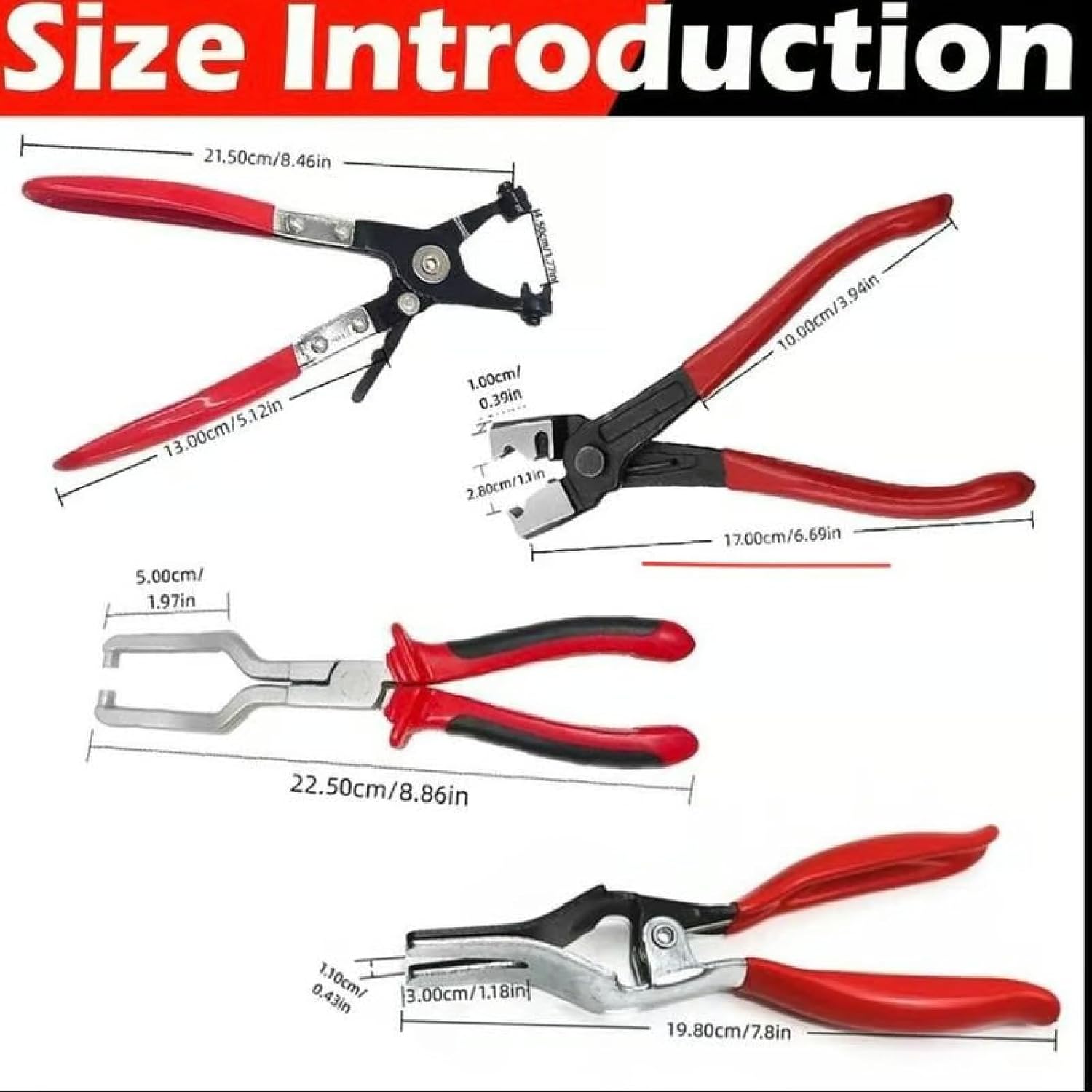 Professional Hose Clamp Pliers Kit, Automotive Oil Pipe Wrench Remover Set with Spring Loaded Handle for Car Coolant Radiator Heater, Filter, Water & Oil Hose