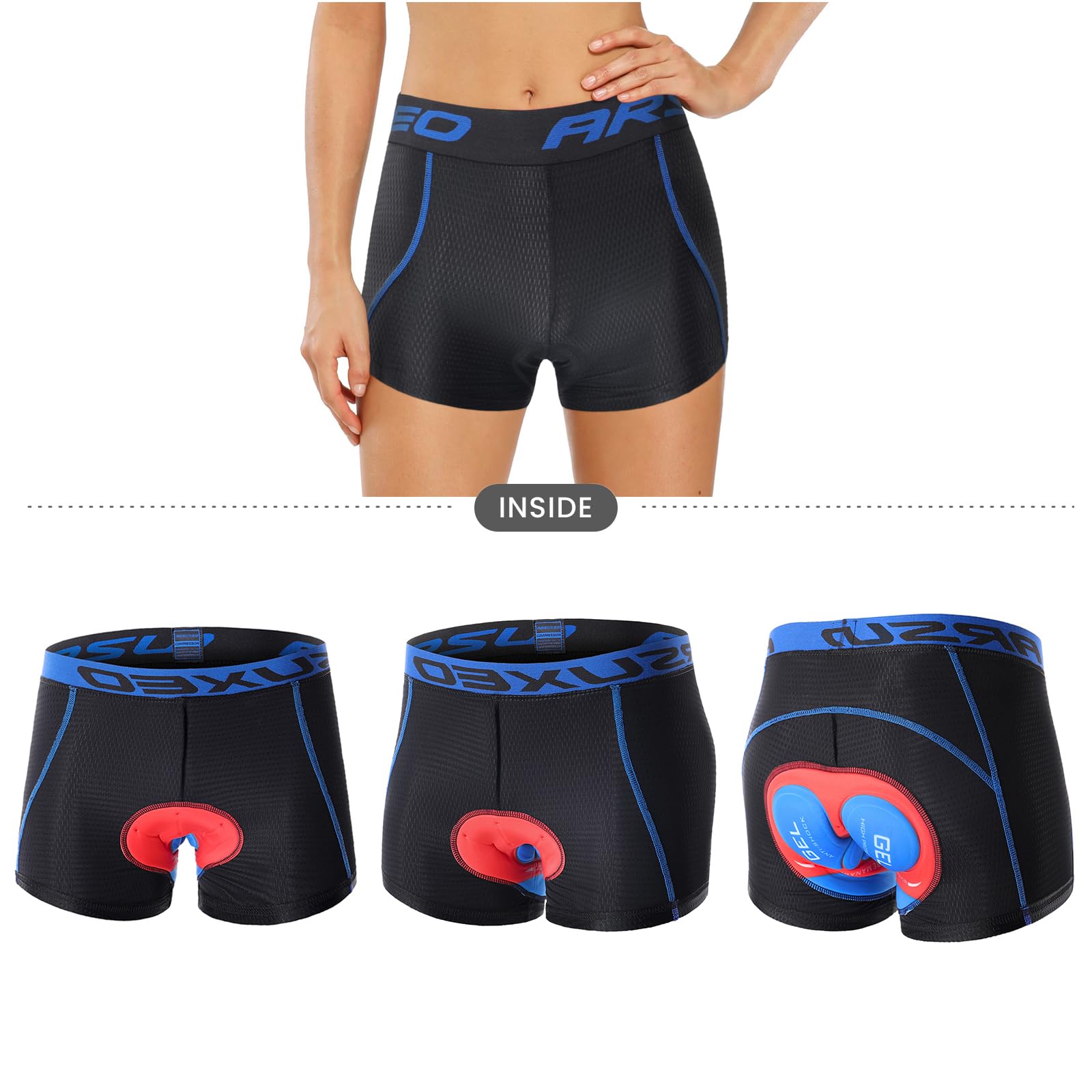 sous-vêtement Cyclisme Femme Rembourré Gel 5D, Culotte Vélo Respirante Short Intérieur VTT Anti-Frottement pour Confort