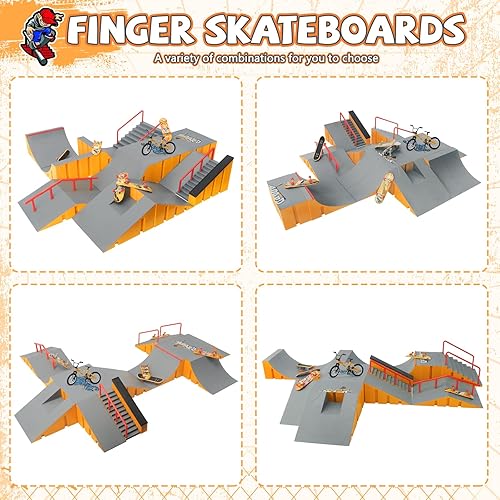Miniatura 9 de Juego de rampas de patineta de dedo, 6 en 1 más grande, kit de patinaje para patinaje de patinaje, accesorios de entrenamiento con patineta de 6