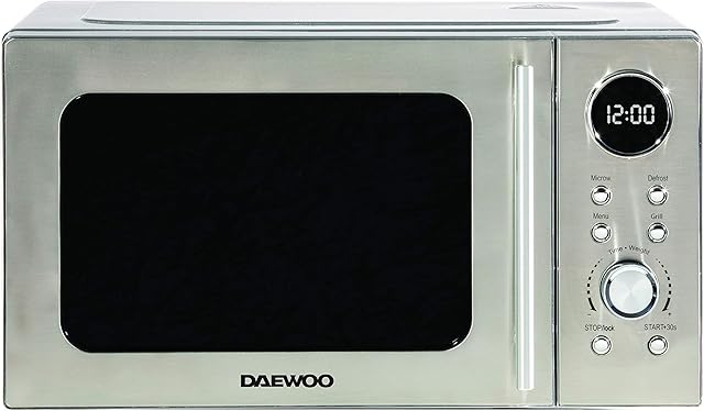 Daewoo 700W 20L Digital Microwave with 5 Power Levels and Defrost Function KOR3000DSL 60 Minute Timer and End Alarm Sound, Child Safety Lock and Easy Clean Stainless Steel Body