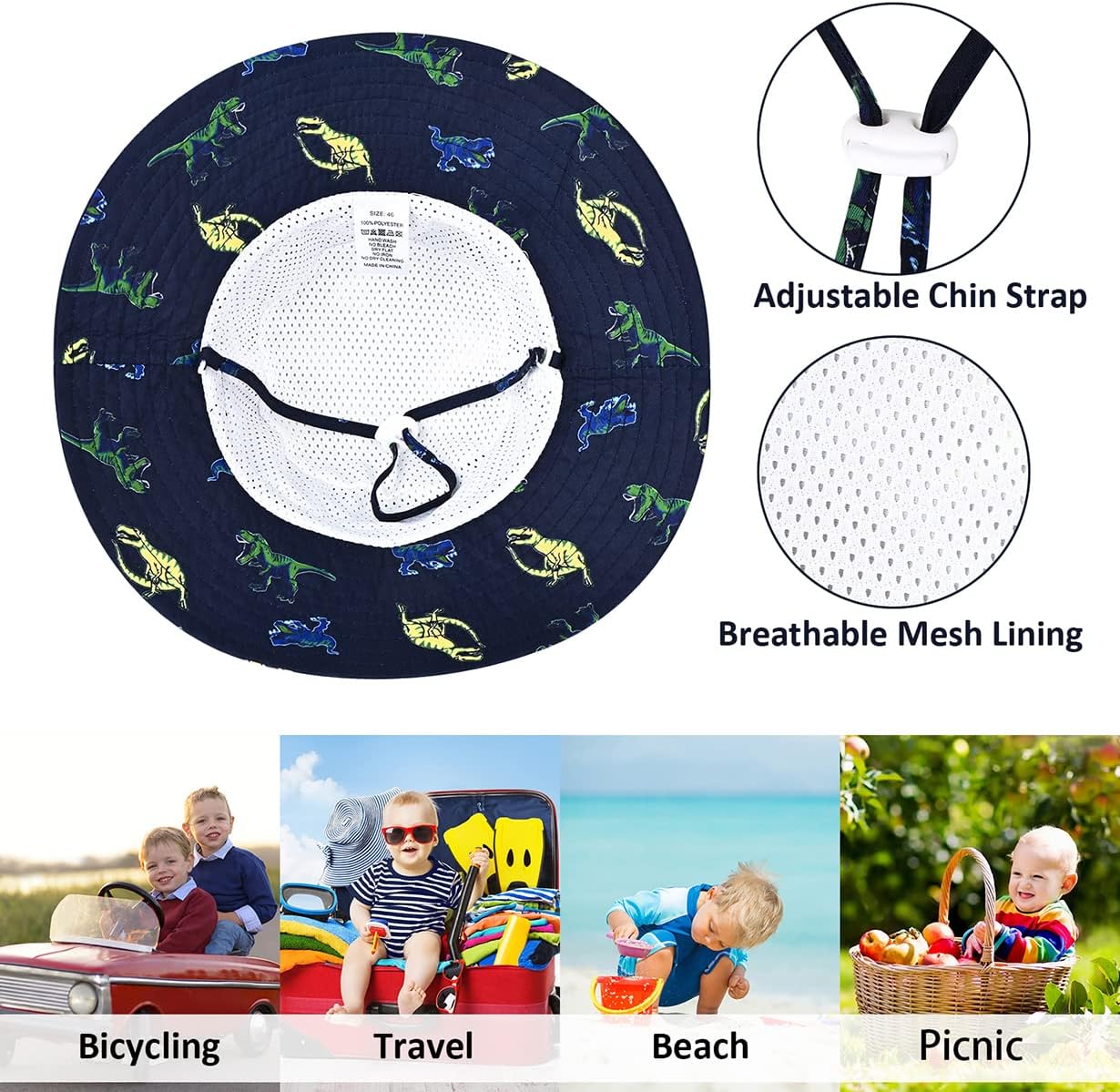 Baby Sun Hat for Boy Girl Toddler,Kids Summer UPF 50+ UV Protection Hat Wide Brim Beach Bucket Cap - Image 4