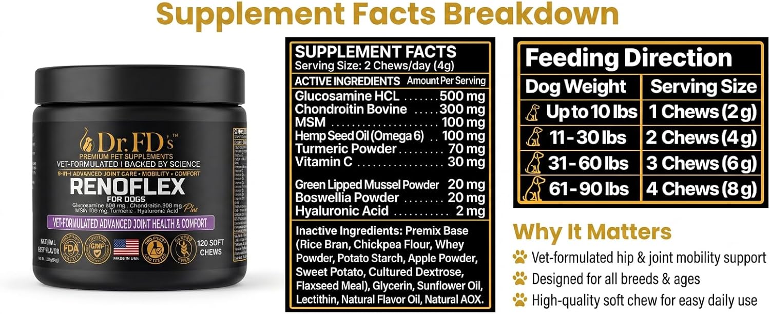 Dr. FD’s Joint & Immune Support Bundle for Dogs – RenoFlex + ProImmunix | Vet-Formulated Joint, Immune & Gut Support