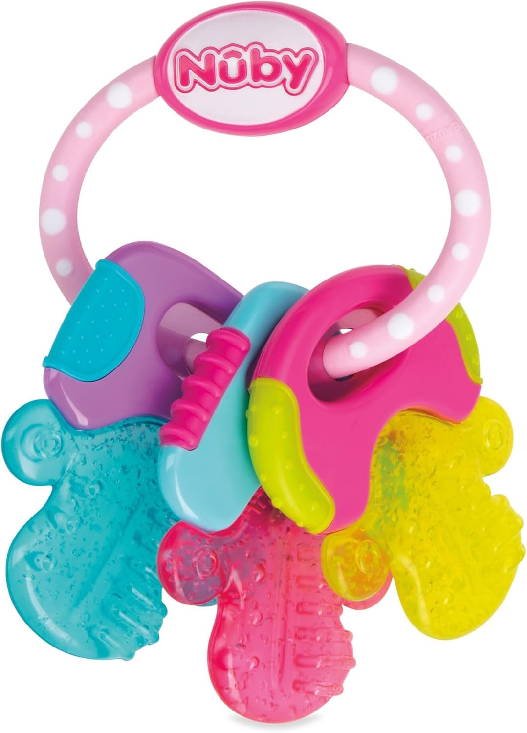 Nuby – Mordedor refrigerante para bebé IcyBite con gel PurICE – Alivio para encías sensibles y molares – Mordedor frío para bebé con texturas sensoriales – Juguete sensorial desde los 3 meses – Rosa