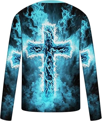 Miniatura 5 de Camisetas de manga larga para hombre, camisetas gráficas divertidas, camisetas de cuello redondo grandes y altas, camisetas deportivas casuales para