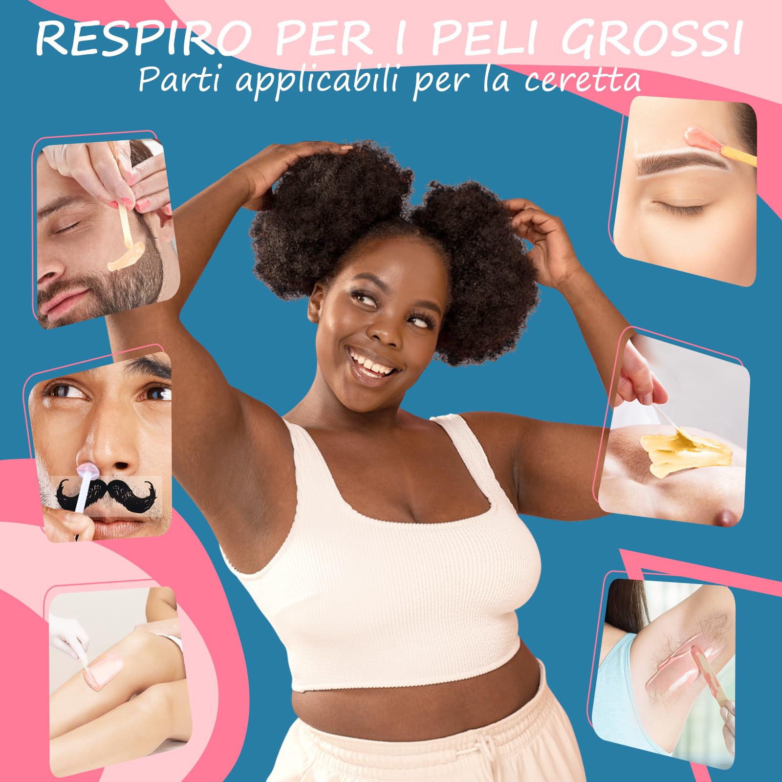 Scaldacera, scaldacera professionale ceretta brasiliana scalda cera per ceretta con cera brasiliana kit completo (Pink)