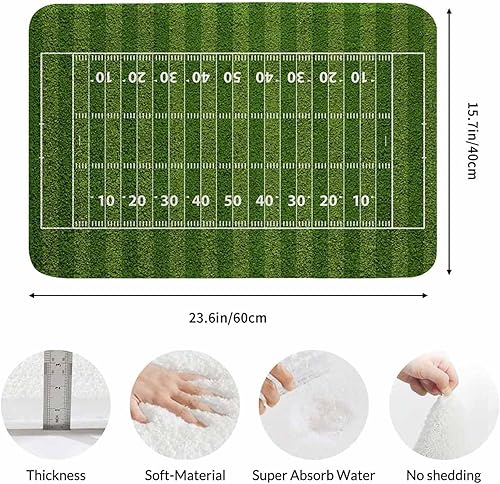 Miniatura 3 de Tapete de baño de campo de fútbol americano para baño, césped verde, tapete deportivo popular, tapete de baño antideslizante con parte trasera de