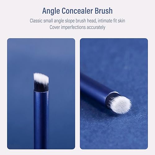 Miniatura 5 de SIXPLUS Juego de brochas de maquillaje y brocha para base de maquillaje con parte superior plana a rayas espirales Kabuki para líquidos, crema,