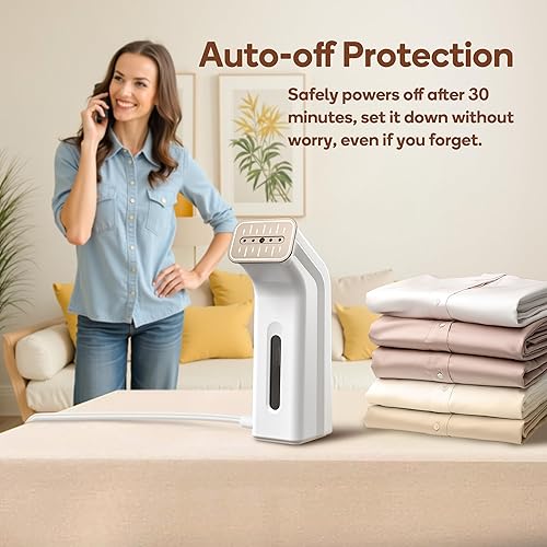 Miniatura 5 de Newbealer Vaporizador de ropa para ropa, potente plancha de vapor, vaporizador de mano de 284  con suela de cerámica antiadherente, vapor horizontal