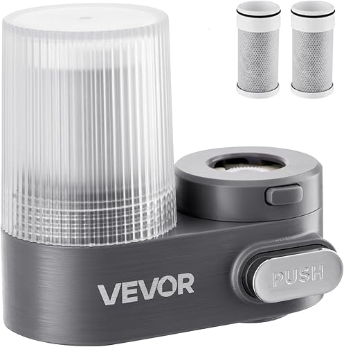 VEVOR Filtro de agua de montaje en grifo, purificador de agua vertical para grifo de fregadero, filtro de fibra de carbono certificado NSF, elimina