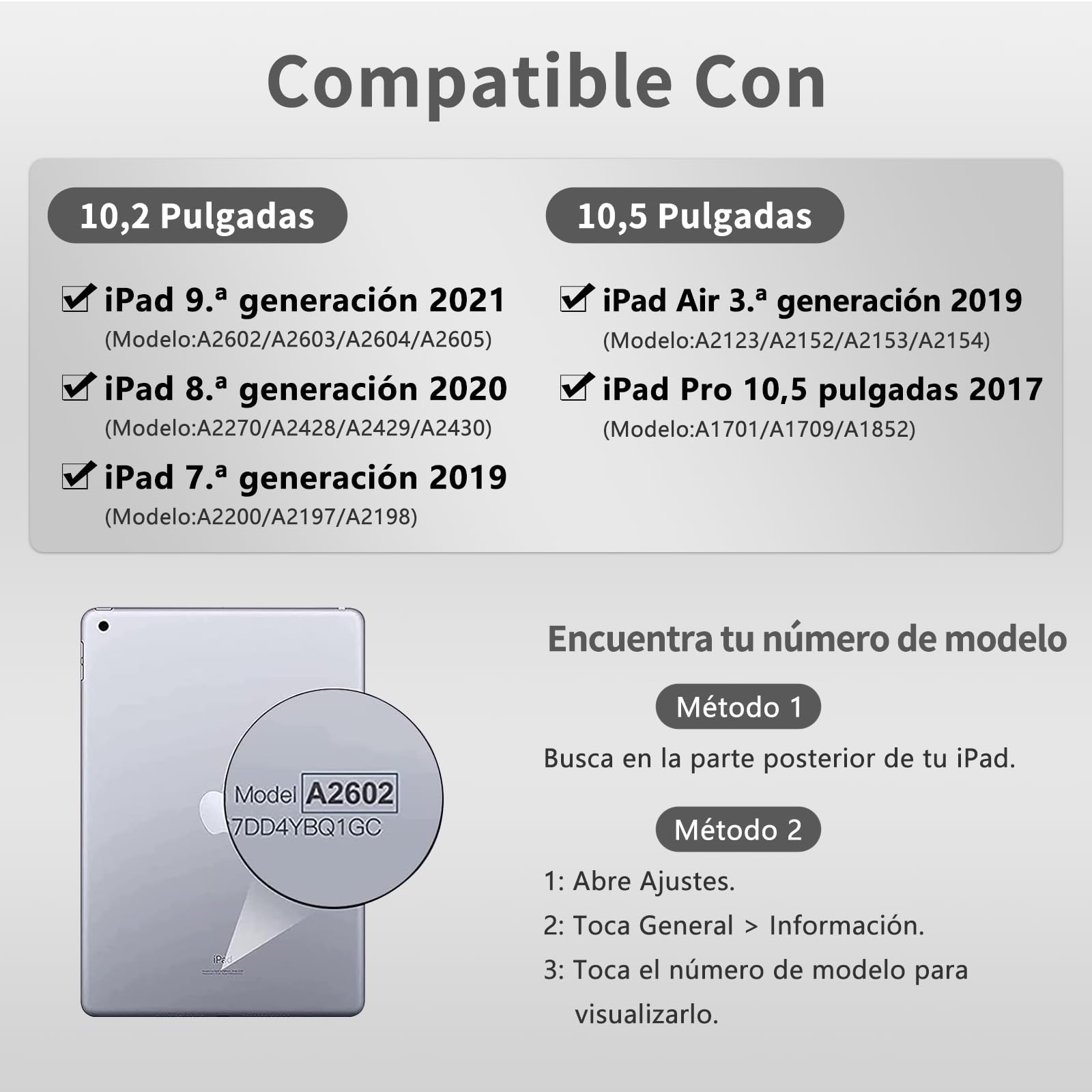 TQQ Funda Teclado iPad 9 generación con Porta lápices Incorporado, Desmontable Español Ñ Teclado para iPad 10.2" 9ª/8ª/7ª Gen, iPad Pro 10.5" 2017, iPad Air 3 2019