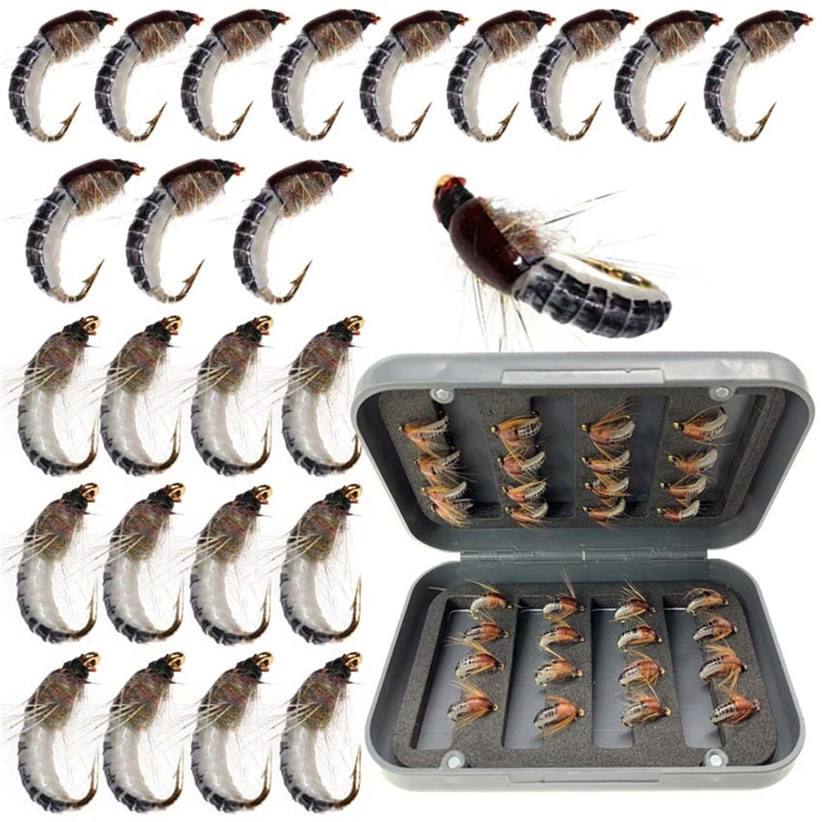 24Pcs Fly Fishing Flies Trout Lures Fishing Tackle Fly Fishing Flies with Boxed Trout Bass Artificial Fish Bait