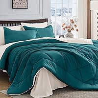 Vista 22 de HEVUMYI - Juego de edredón Queen de 7 piezas para todas las estaciones, ultra suave, ropa de cama en una bolsa, con edredón, sábana encimera, sábana