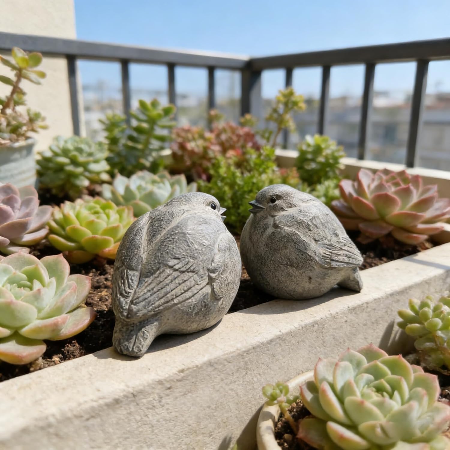 Cynkeyee Modern Farmhouse Bird Figurines - Set of 2 Vintage Bird Statue, Cute Animal Statues Shelf Decor Suit for Home Mantel, French Cottage Country Desktop, 3.25x2.5x2.25 inch - Image 6