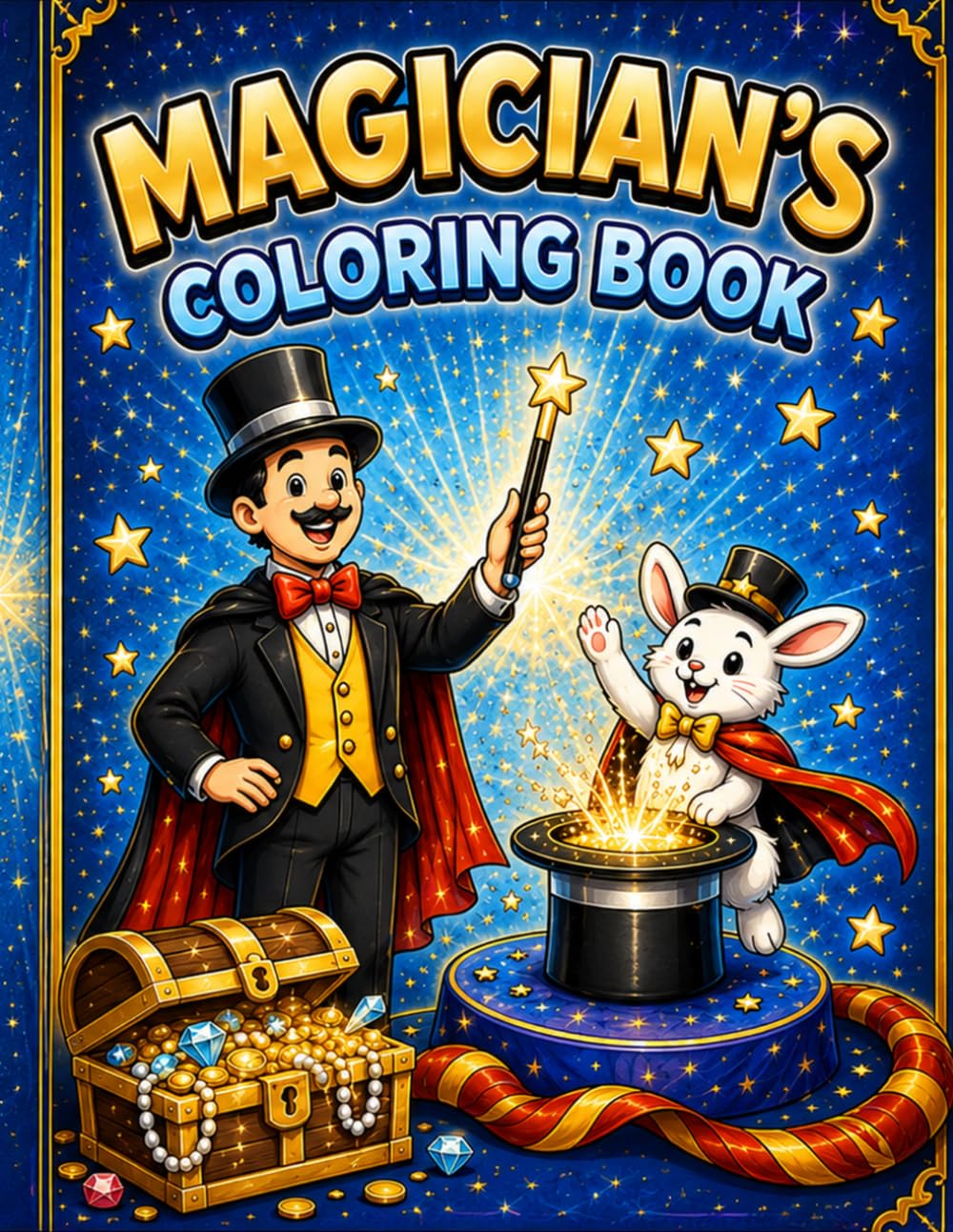 Magician's Coloring Book: A Magical Activity Book for Kids Ages 3-6 with Cute Magicians, Rabbits, Top Hats and Wands