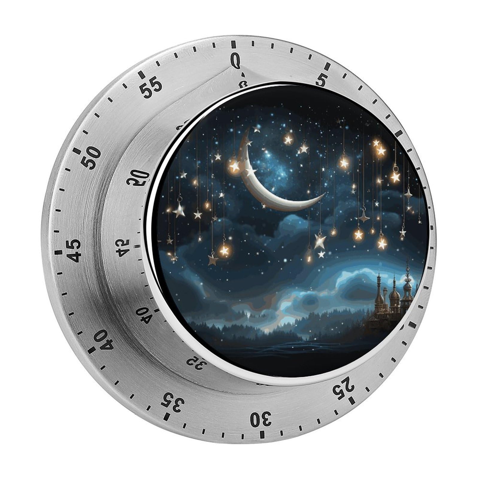 Temporizador de cocina mecánico Nightsky con diseño de luna y estrellas de 60 minutos