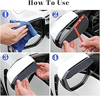 Vista 5 de Ouzorp 4 unids espejo retrovisor lateral de la ceja de la lluvia de fibra de carbono visera de lluvia para coche, camión, SUV