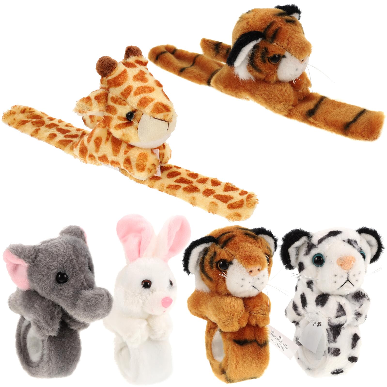 6 Pulseras Infantiles de Golpe Temática de Animales para Adorno de Fiesta de Cumpleaños, Textura Suave y Ligereza para Niños
