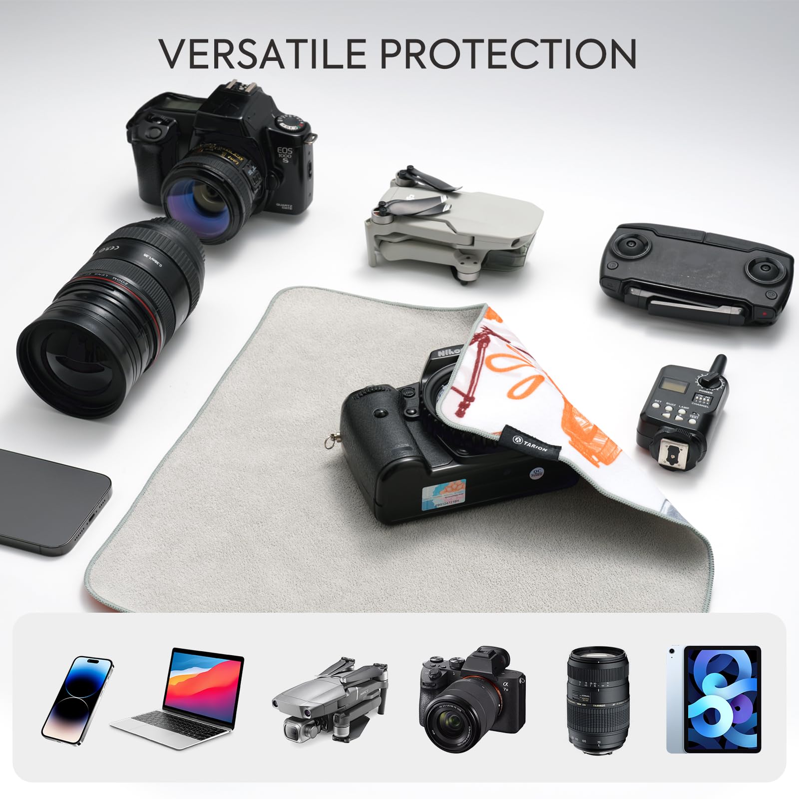 TARION Film de Protection pour Objectif d'appareil Photo : Tissu adhésif Magique pour Objectif, Doux et Ferme pour Le Rangement des appareils technologiques