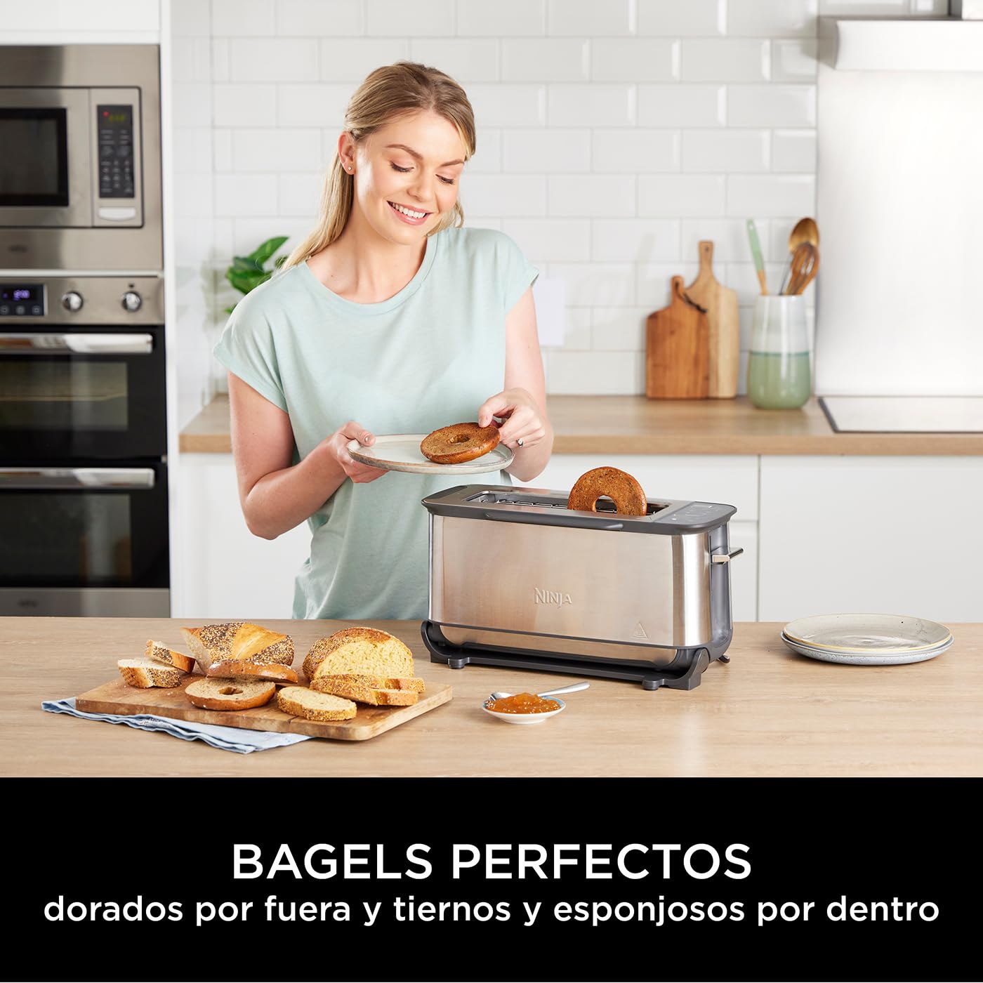 Ninja Foodi Tostadora, parrilla y sandwichera 3 en 1 con diseño de volteo, 7 funciones de cocción, 7 niveles de tostado, incluye bandeja para hornear y bandeja para migas, en acero inoxidable, ST202EU