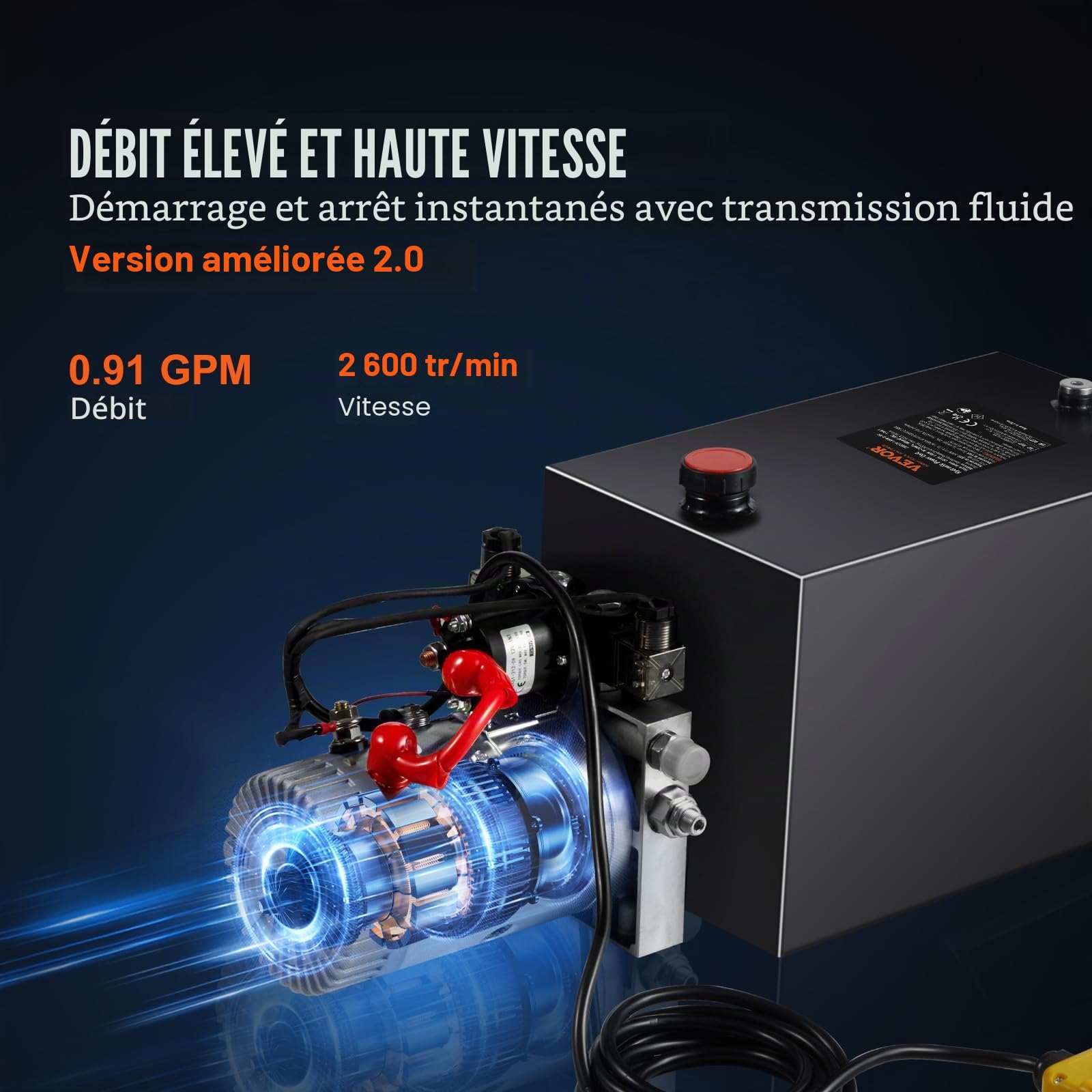 VEVOR Pompe Hydraulique DC 12 V 14 L Groupe Hydraulique Double Effet Débit d'Huile 3,44 L/min Max. Pression de Décharge 22 MPa pour Camion à Benne Basculante Nacelle Élévatrice Remorque Levage Bennage