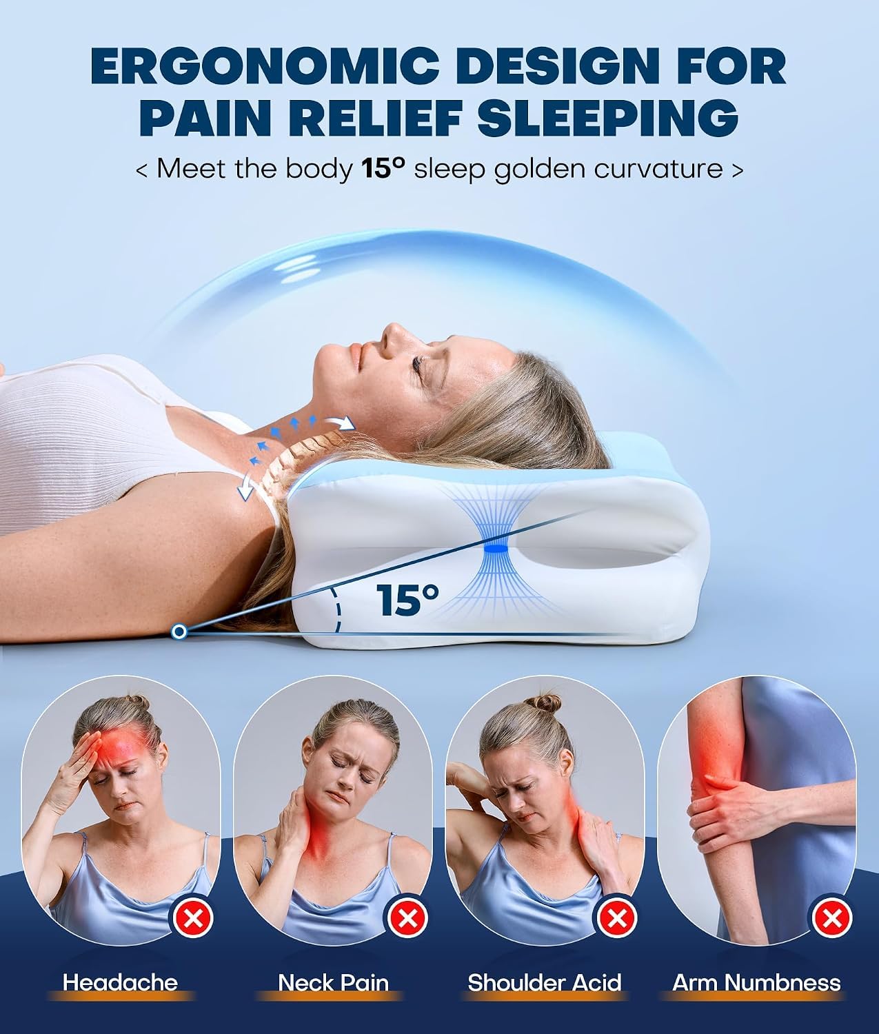 Cervical Neck Pillow - Pain Relief & Neck Support -3