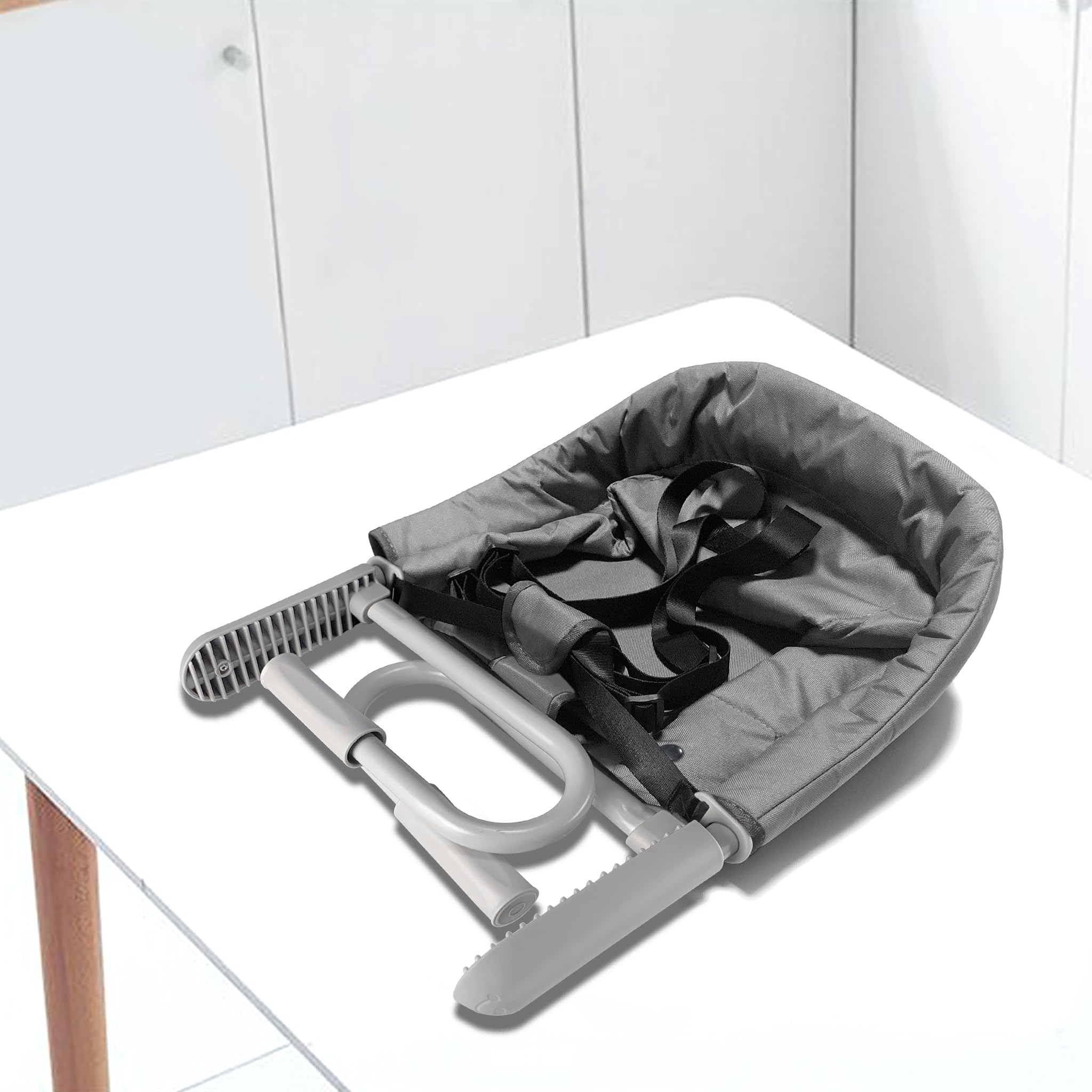 LZQ Seggiolino da tavolo per bambini da 6 a 36 mesi, pieghevole, per tavoli da 2 a 8 cm di spessore (grigio)